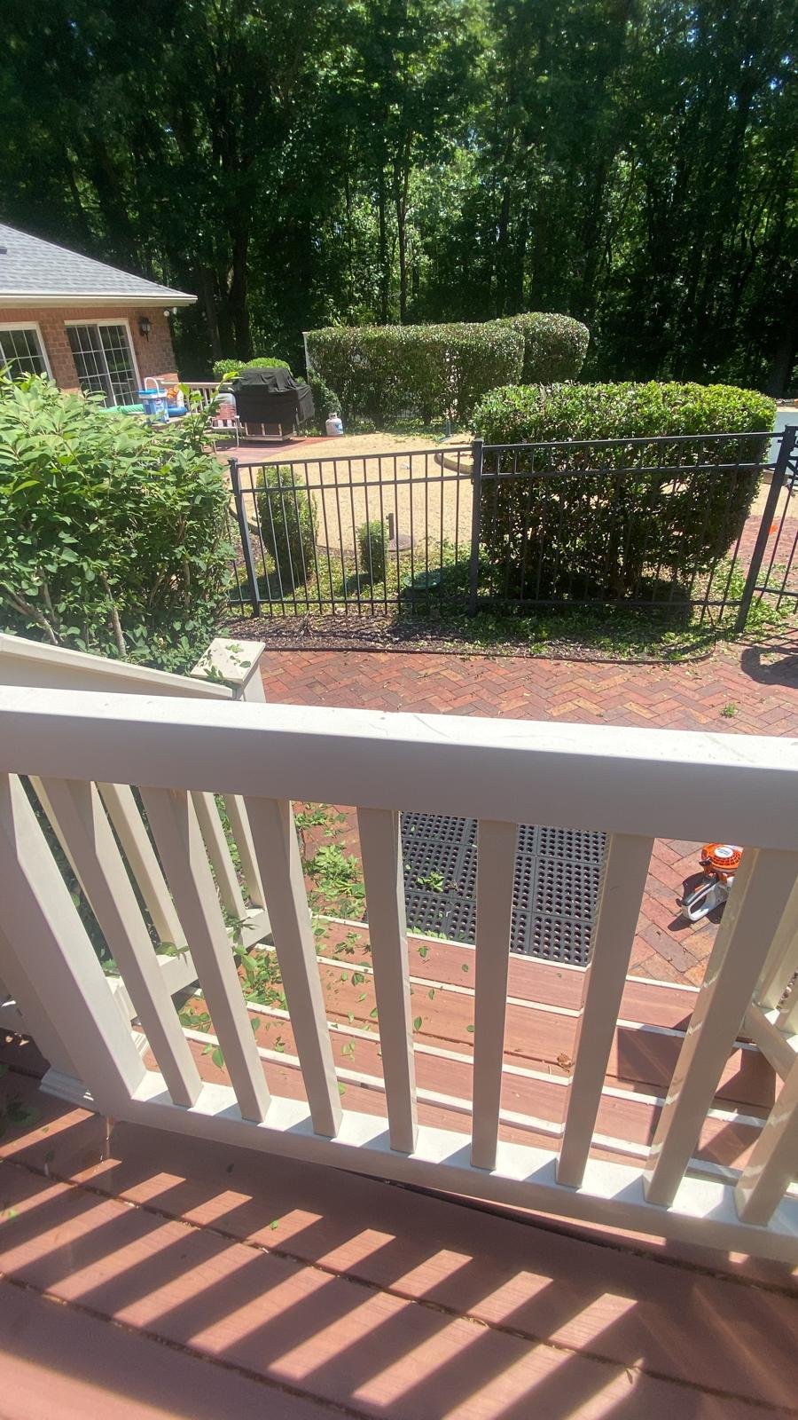 Outdoor lawn maintenance work